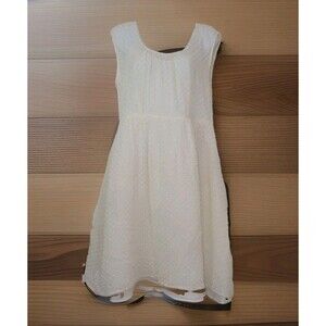 J.Crew Catie Swiss Dot Silk Blend Sleeveless Dress Cream Size 10